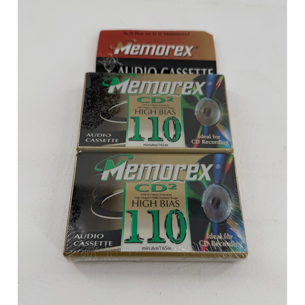 Memorex CD2 Audio Cassette Tape 2-Pack 110 Minute High Bias Type II Sealed